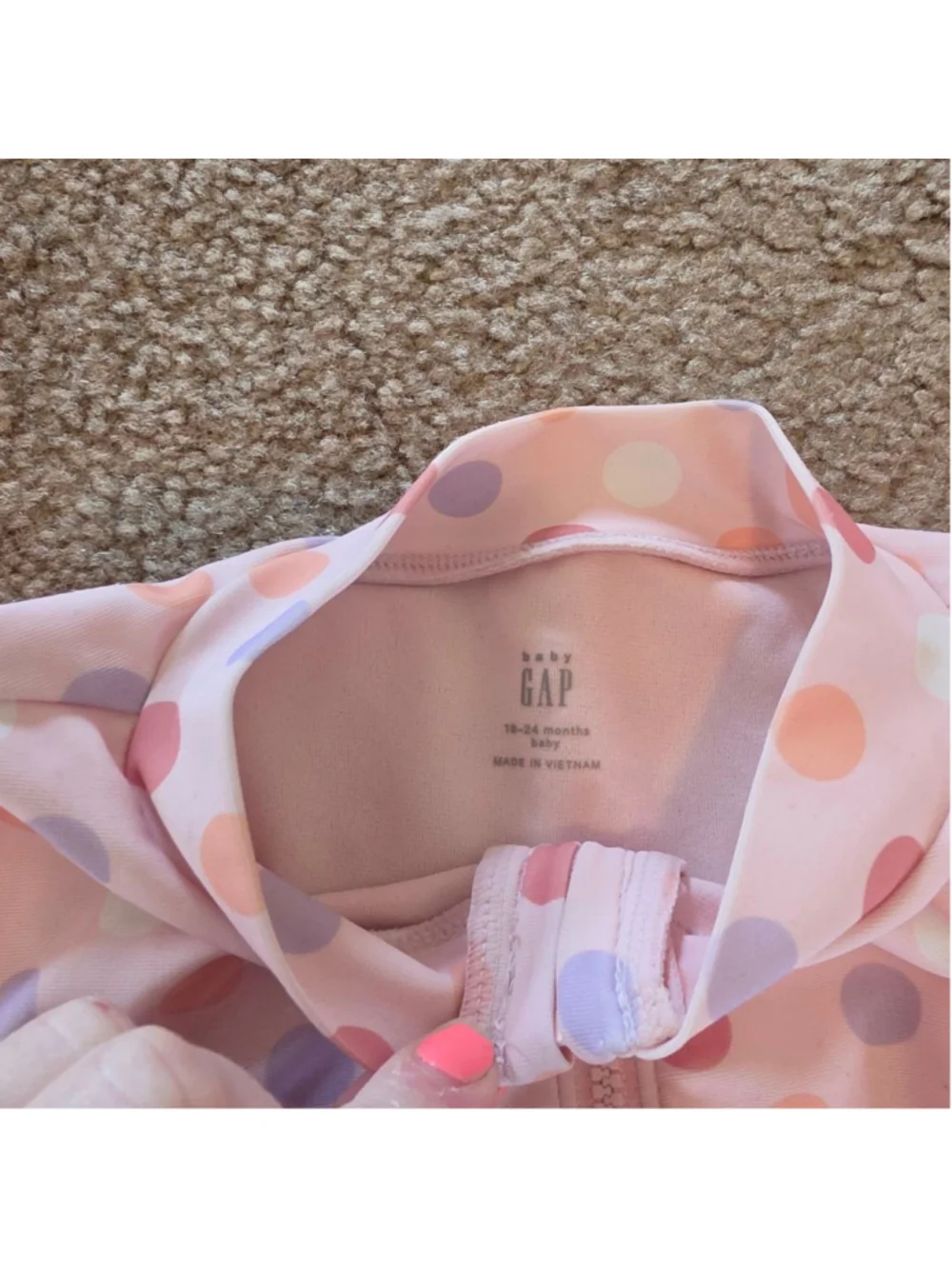 Baby Gap Girls Pink Polka Dot One Piece Swimsuit 18-24M with Terry Cloth CoverUp